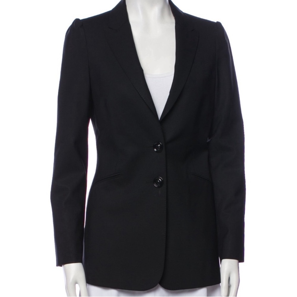 Burberry London Virgin Wool Black Blazer, Size 38/US Size 4